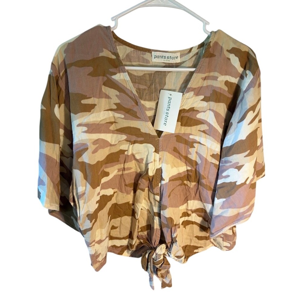 Pants Store Camo Kimono‎ Top Womens Medium Desert Camouflage Tie Front V-Neck
